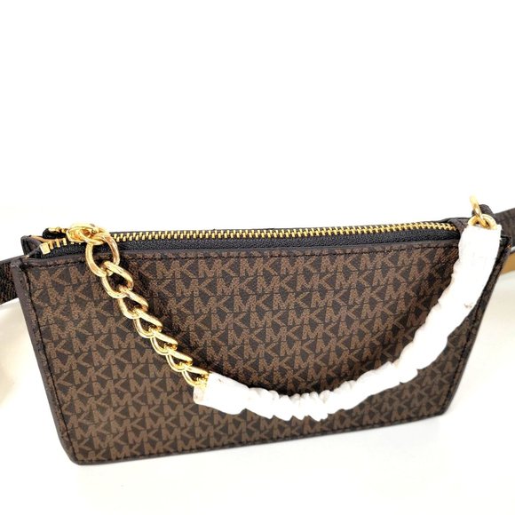 New - MICHAEL KORS Belt Bag with Pull Chain Chocolate Size M - Picture 4 of 16
